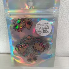 サンリオ　日焼けキティ　オーロラホログラム加工のクリアシール