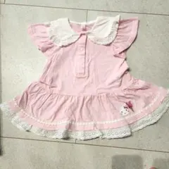 クーラクール　ウサギ襟レース刺繍　チュニック　100cm