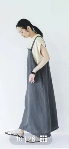 北欧暮らしの道具店 別注 fog linen work リネンサロペットブラック