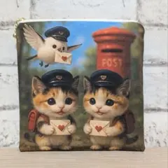 ❤フラットポーチ❤小物ポーチ❤猫ちゃんのラブレター