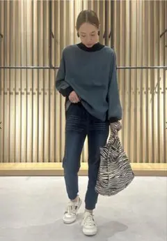 デニム調ドッキングニットトップス／SCOT CLUB