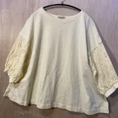 サマンサモスモス　綿100刺繍バルーンスリーブカットソー