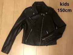 韓国新品キッズ150cmレザーライダースジャケット黒/LovetoxicANAP