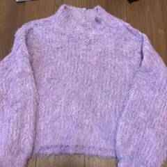 THE SHOP TK 長袖 モヘアタッチ ニット パープルのサムネイル