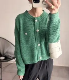 グリーンニットカーディガン
