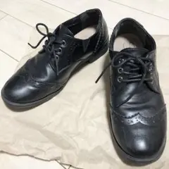 フェイクレザー ドレスシューズ ウィングチップシューズ ブラック 黒