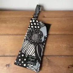 綿麻大花グレー　吊り下げできるメガネケース　ハンドメイド