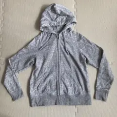 美品 ユニクロ グレー フード付き ジップアップパーカー Mサイズ