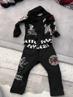 ブラック グラフィックプリント フード付きセット