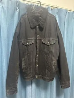 レア物LEVI'S ボア襟付きブラックデニムジャケット XL