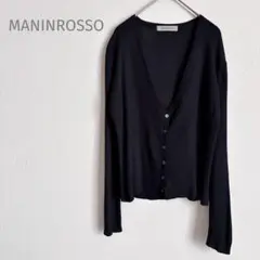 ＊マニンロッソ＊ Vネック 長袖カーディガン ブラック シンプル 薄手 秋っぽ