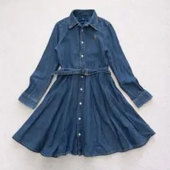 RalphLaurenラルフローレンデニムベルテッドAラインシャツワンピース