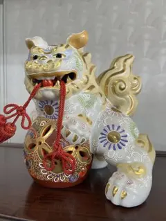 九谷焼　縁起物 獅子 置物 陶器 金彩 飾り物のサムネイル