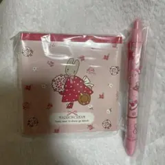 マロンクリーム　スクエアメモ＆ボールペン　レトロ