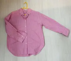 GU ストライプオーバーサイズシャツ　長袖　ピンク