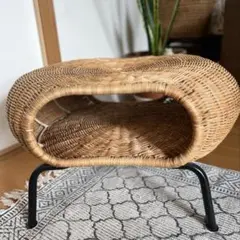 ラウンドスツール ファブリック×ラタン調 バナナリーフスツール