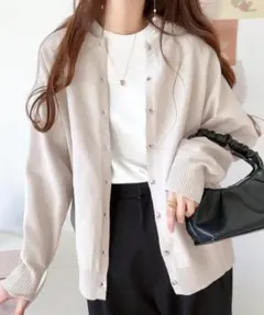 【classical elf】グレー ニット カーディガン 長袖