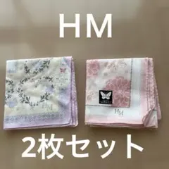 HM 花と蝶のハンカチ 2枚セット　ハナエモリ　レディース