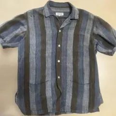 さ*と様 美品 50〜60s pilgrim カスリ レーヨンシャツ ブルーグレ