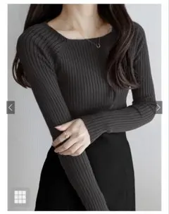 GRL スクエアネックリブニットトップス［rut072］