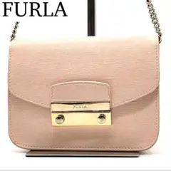 【美品】FURLA メトロポリス チェーン ショルダーバッグ ピンク