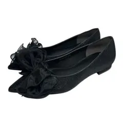 新品未使用⭐︎RANDA 2WAY リボン　ラメ　フラットパンプス ブラック