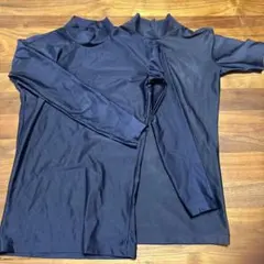 2枚セット　ダークネイビー長袖1半袖1ハイネックアンダーシャツ　 140サイズ