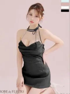 ラメニットリボンホルターセットアップタイトミニキャバドレス(fm3772)