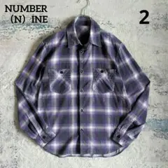 希少 NUMBER（N）INE ナンバーナイン チェック ネルシャツ 紫のサムネイル