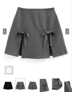 GRL インパン裏地付きリボンプリーツミニスカート gn276