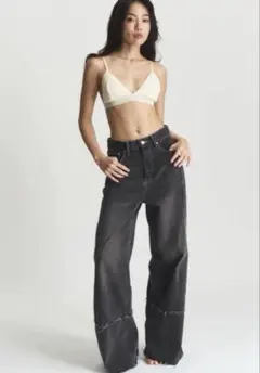 アマテラス　Amateras ダークグレー ワイドレッグ デニム