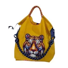 【刺繍 エコバッグ + ストラップ付き】TIGER HEAD サイズM イエロー