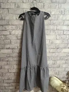 ワンピース　ロングワンピース　チェック柄　白黒