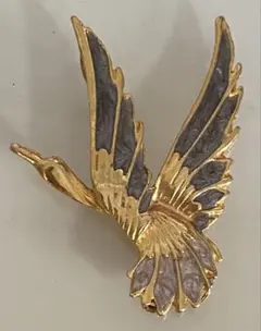 鳥 ブローチ ゴールドカラー エナメル ヴィンテージ アクセサリー