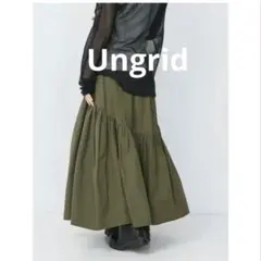 Ungrid ギャザーデザインロングスカート カーキ FREEのサムネイル