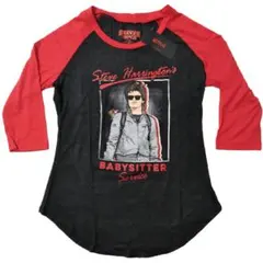 ストレンジャーシングス　七分袖Ｔシャツ　レディースXS　ダークグレー×赤 *