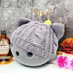 NICOBO（ニコボ）のアクセサリーハンドメイド ネコちゃんのニット帽子 グレーのサムネイル