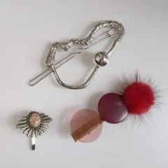 ヘアアクセサリー　3点 ポニーフック　ヘアクリップ