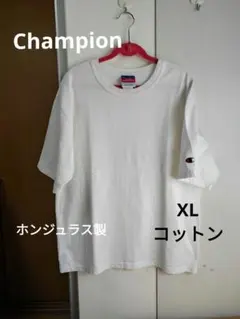Champion ホワイト Tシャツ XLサイズ ロゴ刺繍 厚手のサムネイル