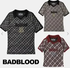 BADBLOOD バッドブラッド チェック柄 半袖 Tシャツ Sサイズ 黒