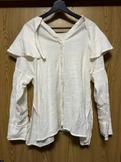 mystic アイボリー フリルデザイン襟 長袖ブラウス F