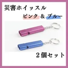 ▽災害ホイッスル 防災 アルミ製 笛 キーチェーン 防犯 2個 子供 お年寄りのサムネイル