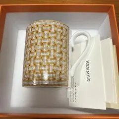 HERMES マグカップ 茶色と白のパターン