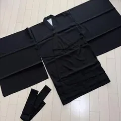 □E6597□美品□化繊□高野山 石橋法衣店 黒 無地 空衣(ウツオ) 袷仕立 