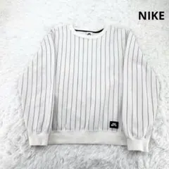 NIKE スウェット トレーナー ストライプ 白 × 紺　L