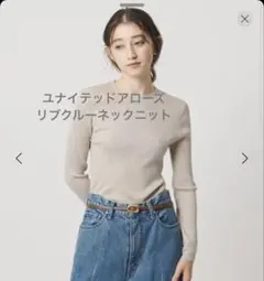 UNITED ARROWS リブクルーネックニット