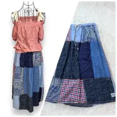 y2k fairy grunge  パッチワーク　フレアスカート