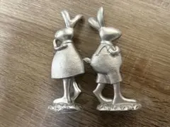 うさぎのオブジェ 2体セット シルバーカラー インテリア 置物のサムネイル