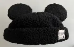 ミッキー　ボア　ディズニー　被り物　帽子　もこもこ　ファンキャップ　黒