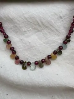 天然石のビーズネックレス　インド　ハンドメイド